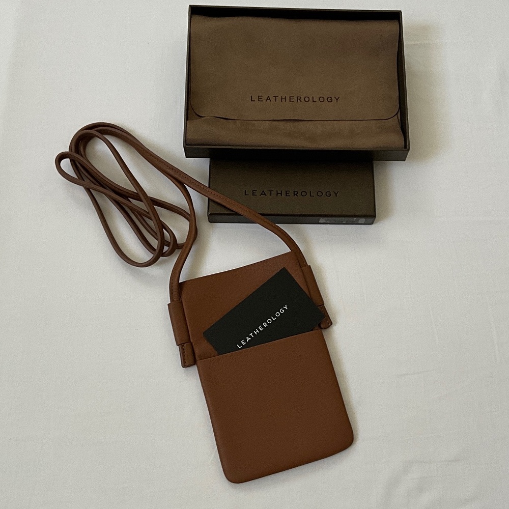LEATHEROLOGY Crossbody Phone Pocket Pouch Tan